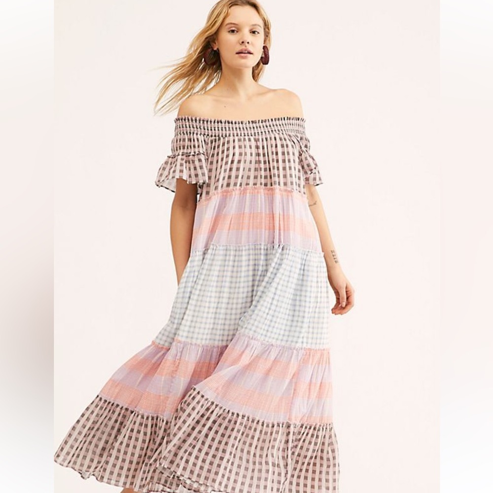 Free people off the shoulder tiered maxi dress